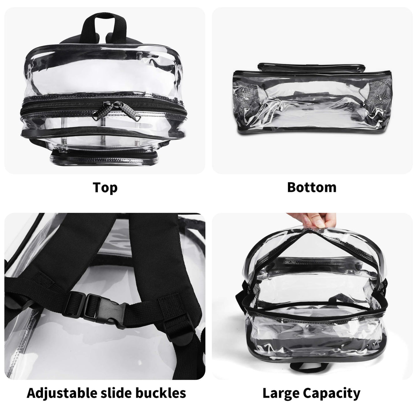 Large 17 Inch Clear Bag PVC See Through Transparent School Backpack